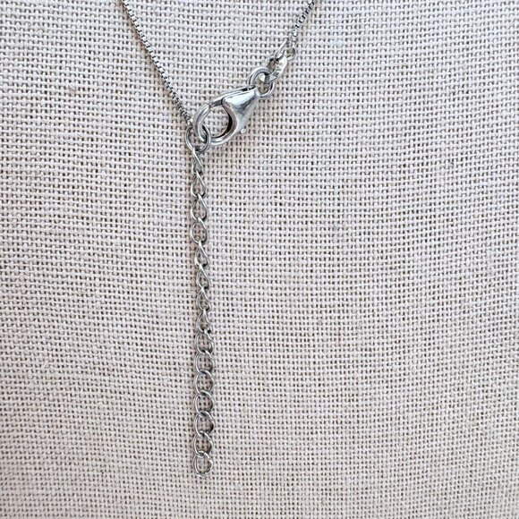 VTG Sterling Silver 925 Blue & White CZ Pendant Necklace Size 18" Adjustable - Picture 8 of 15
